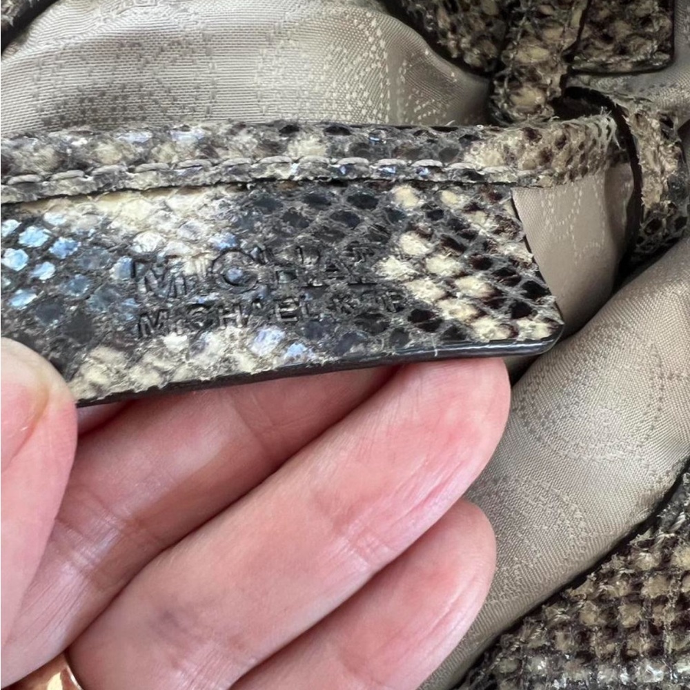 Michael Kors Nolita Large Python Embossed Silver … - image 5